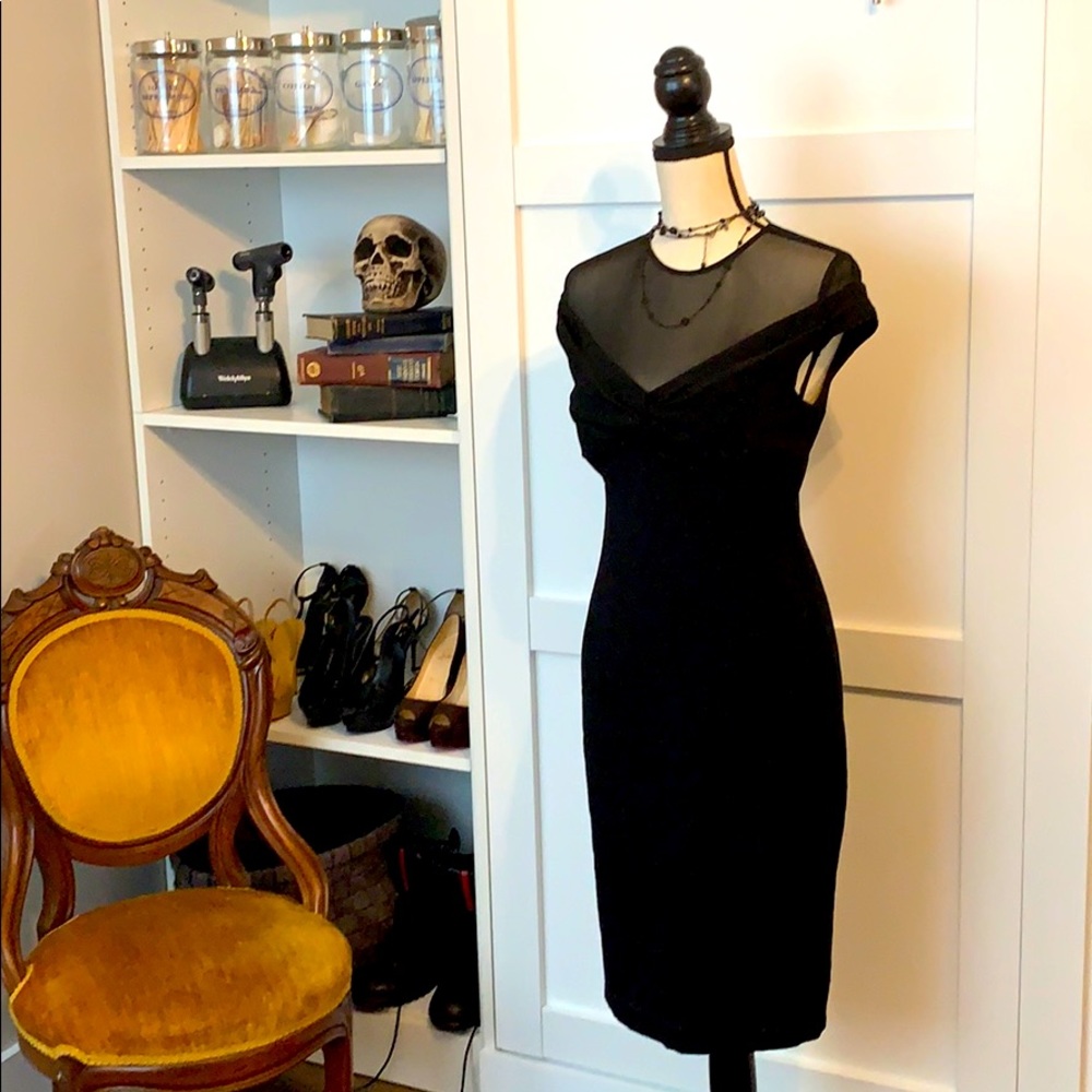 David Meister size 4 sheer bodice sheath dress